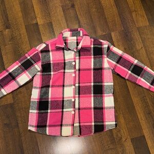 SHEIN Plaid Flannel type Pink and Black Button up Shirt (size MED)